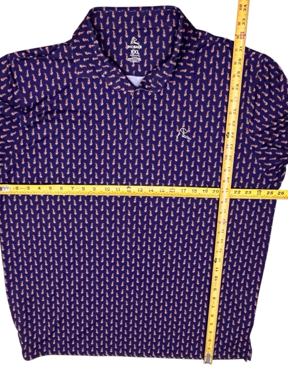 Rhoback The Ridgeback Performance Polo Men’s Sz 2XL UPF 50* Blue/Purple - Picture 8 of 11